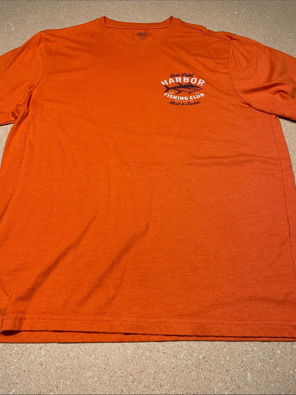 Izod Orange Short-Sleeve Tee with Harbor Fishing Club Chest Graphic